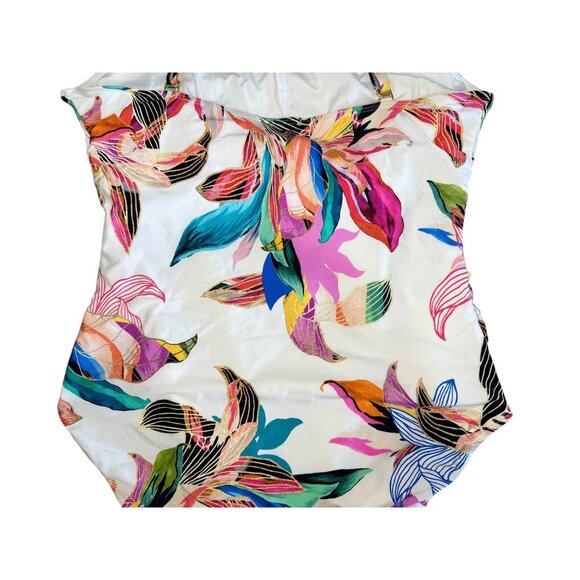 SOLD LA BLANCA Floral One Piece Swimsuit Women 16 Paradise Tropical Cross Back - Picture 13 of 16
